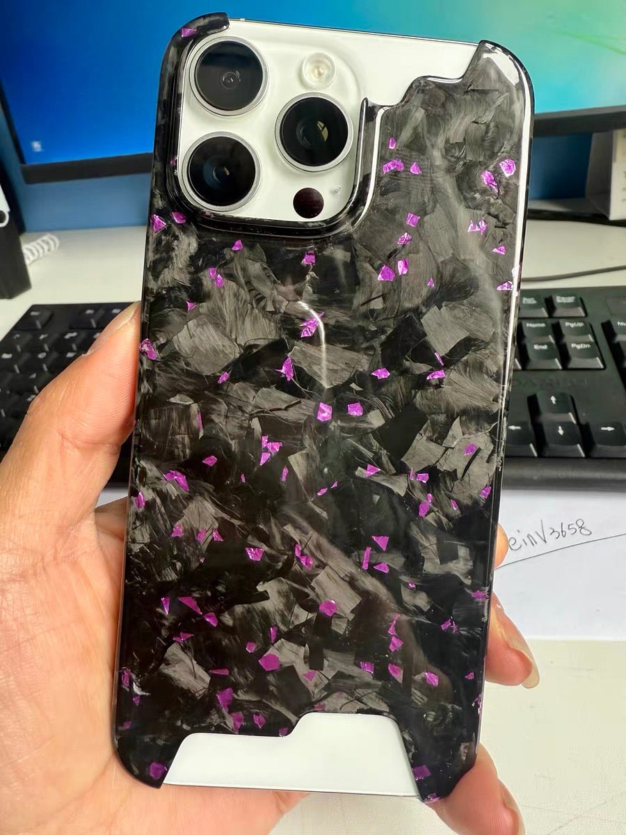 Luxury forged gold foil carbon fiber phone case for iPhone.