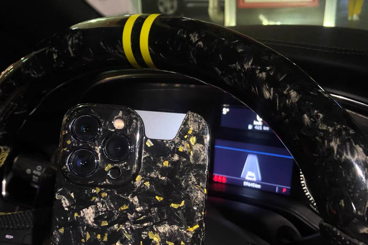 Luxury forged gold foil carbon fiber phone case for iPhone.