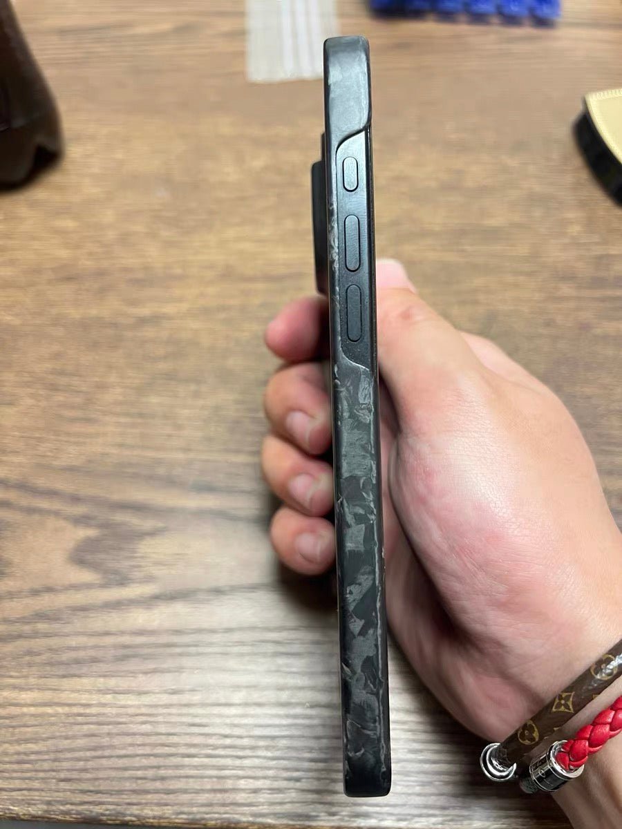 Luxury forged gold foil carbon fiber phone case for iPhone.