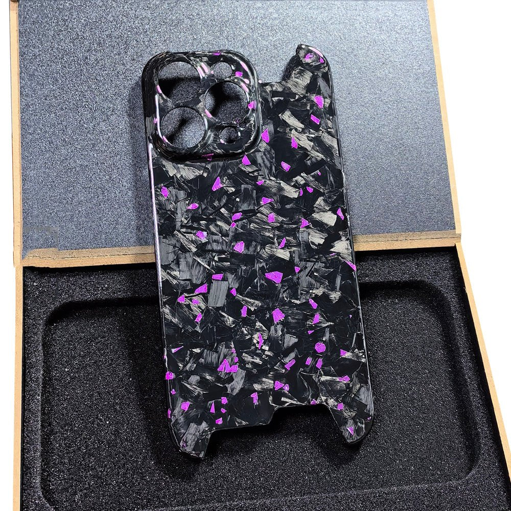 Luxury forged gold foil carbon fiber phone case for iPhone.