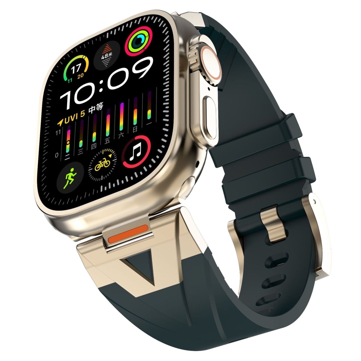 Commander Series Metal Fluoroelastomer Strap for Apple Watch