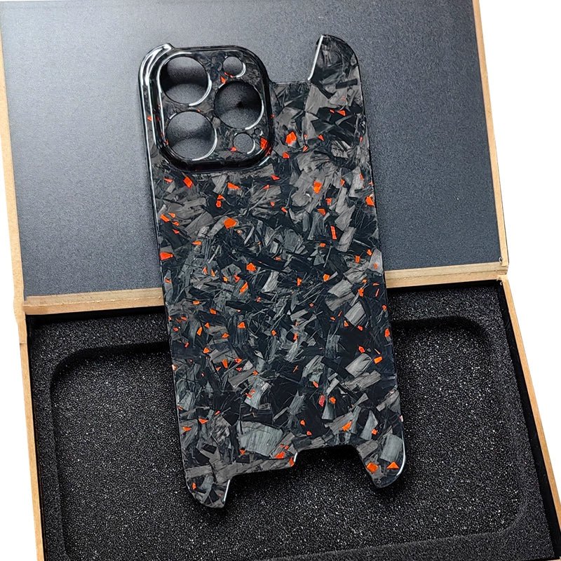 Luxury forged gold foil carbon fiber phone case for iPhone.
