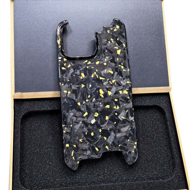Luxury forged gold foil carbon fiber phone case for iPhone.