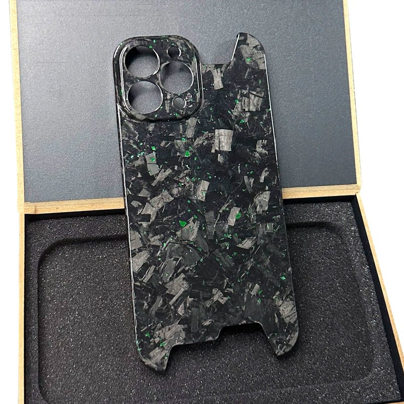 Luxury forged gold foil carbon fiber phone case for iPhone.