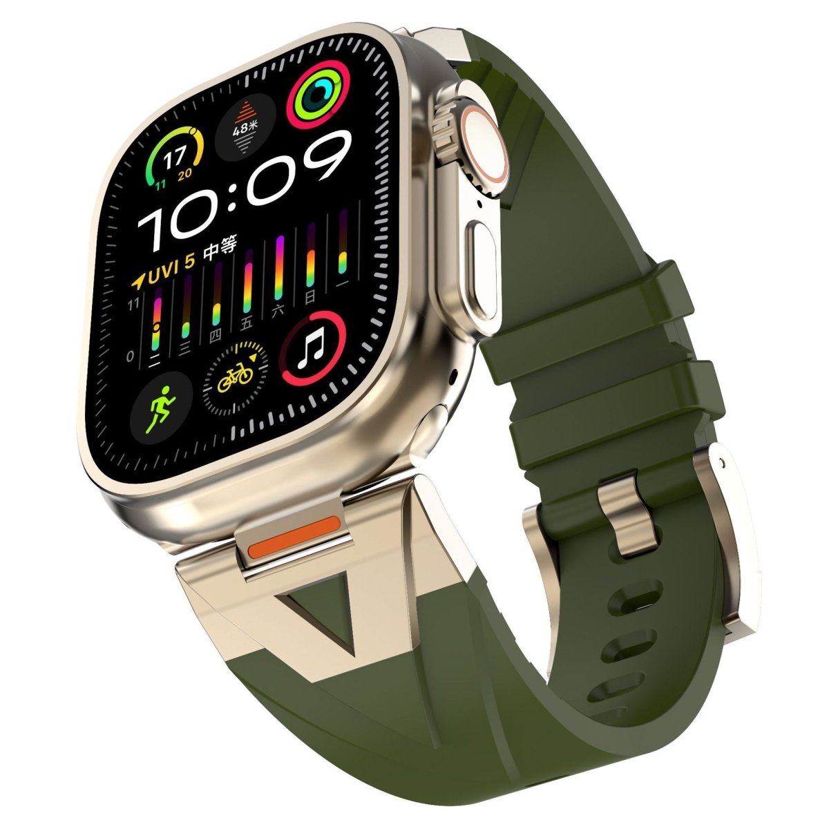 Commander Series Metal Fluoroelastomer Strap for Apple Watch