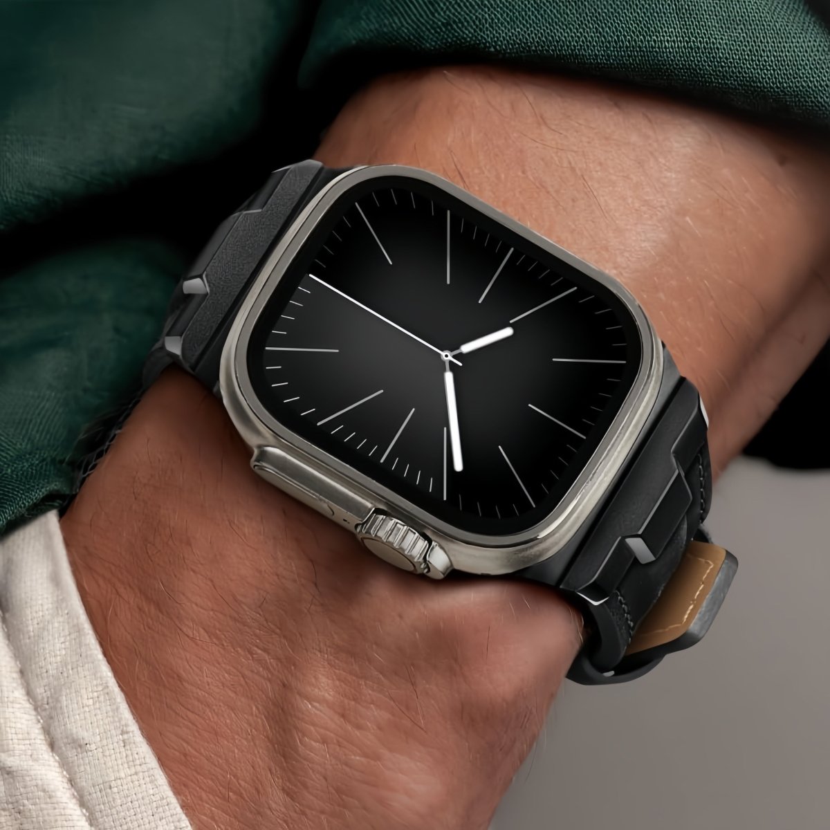 Premium leather and metal spliced strap for Apple Watch