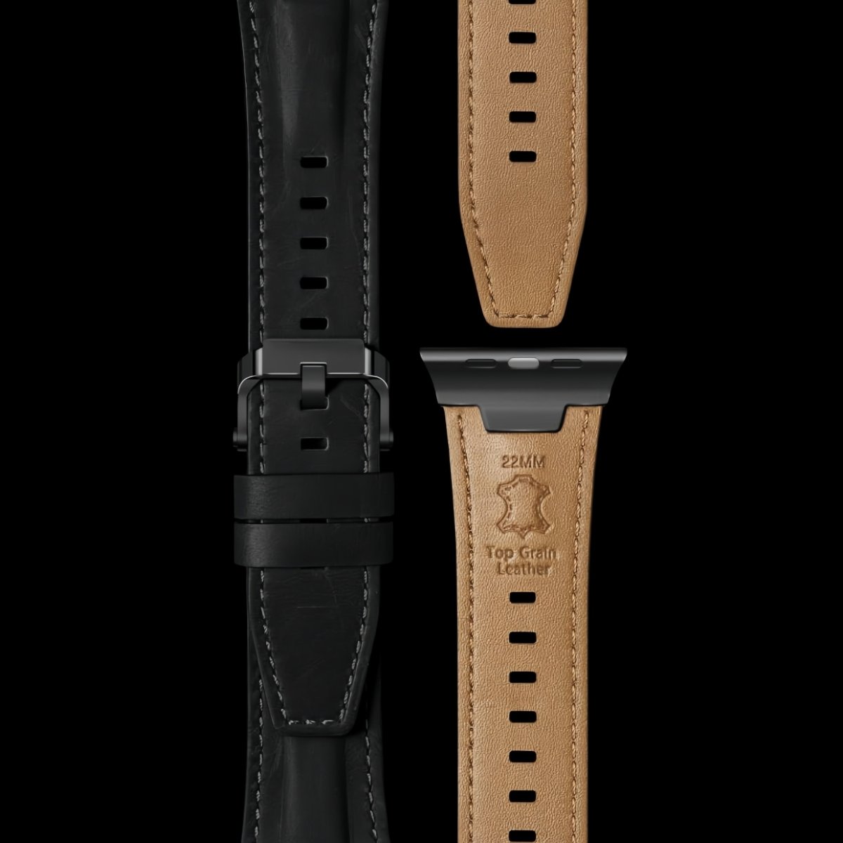 Premium leather and metal spliced strap for Apple Watch