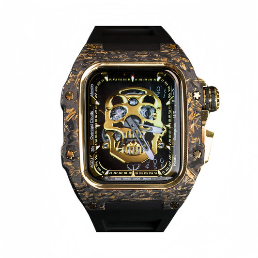 Compatible with Apple Watch Luxury Gold Carbon Fiber and Titanium Alloy Case Kit