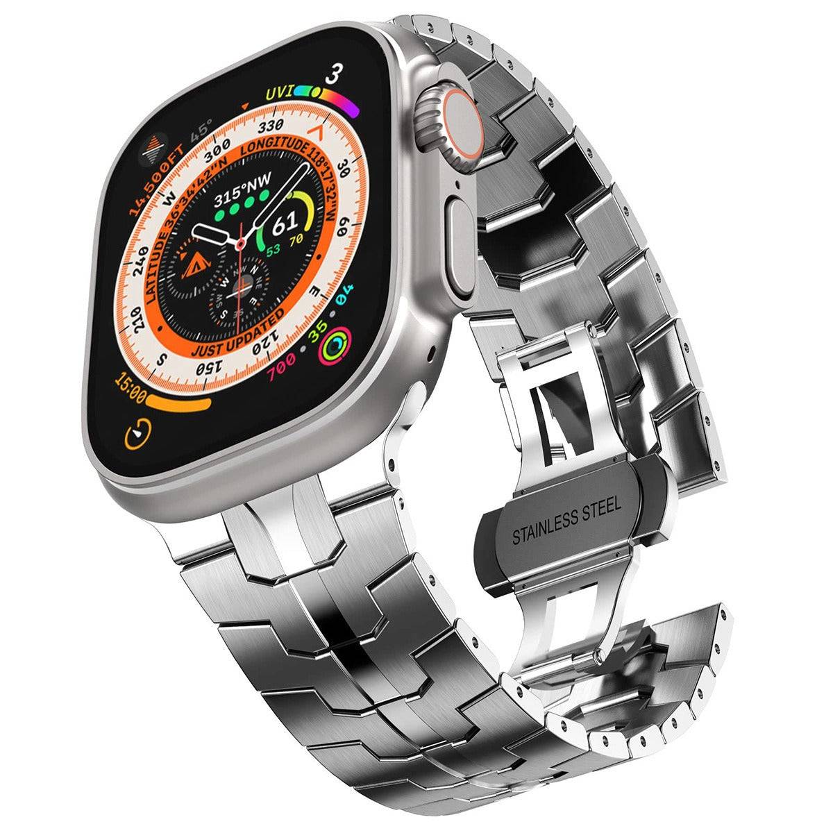 Armor-style metal band for Apple Watch