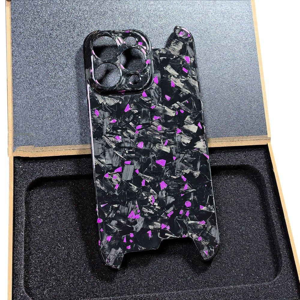 Luxury forged gold foil carbon fiber phone case for iPhone.
