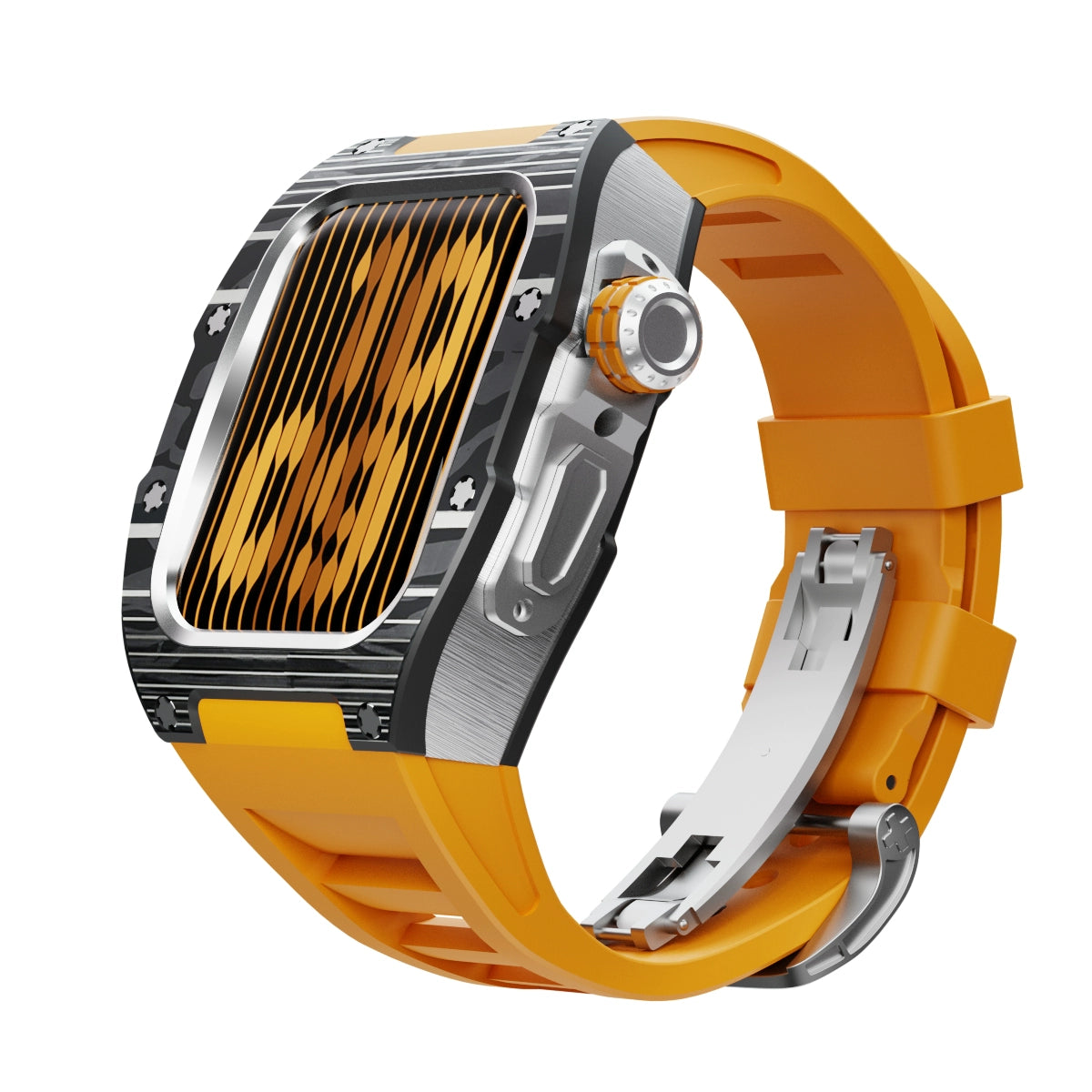 Compatible with Apple Watch Luxury Gold Carbon Fiber and Titanium Alloy Case Kit