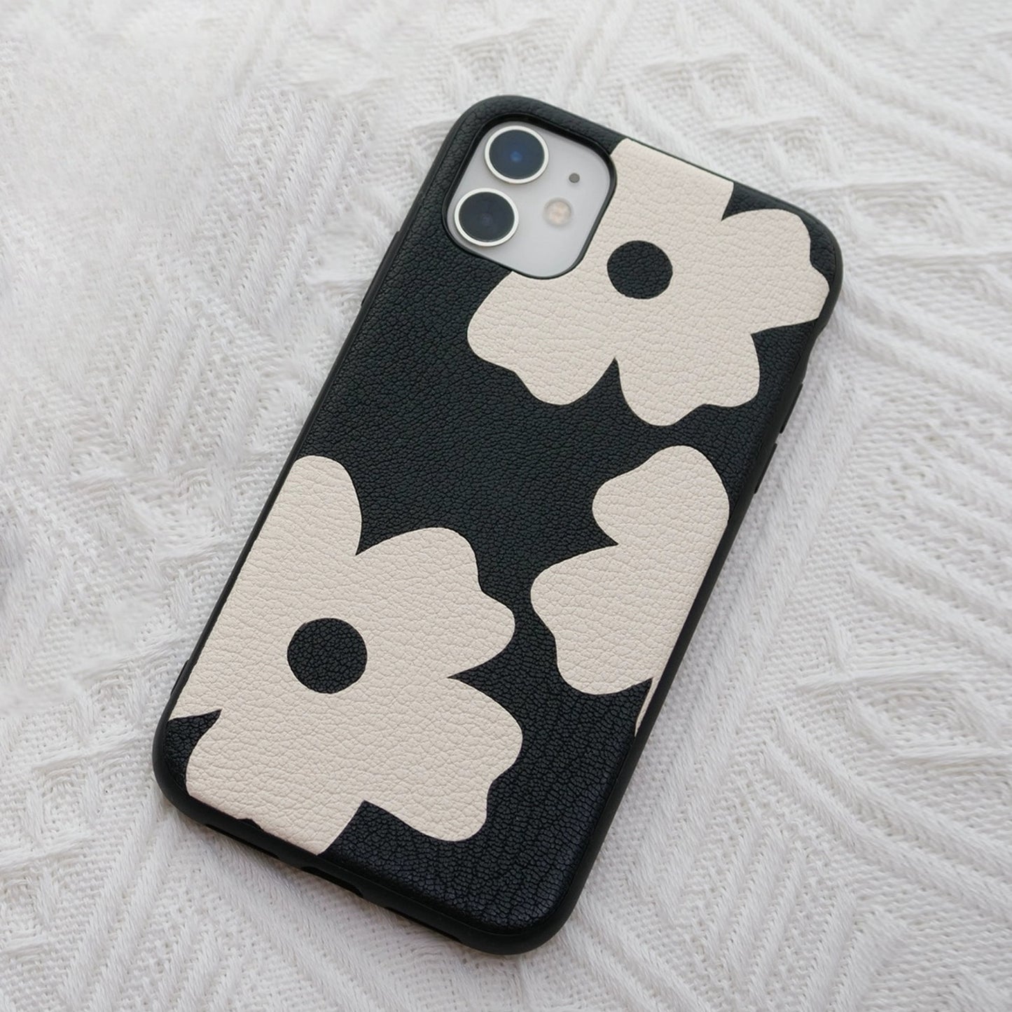 Handcrafted genuine leather inlay phone case compatible with iPhone